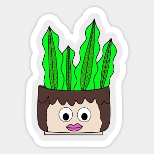 Cute Cactus Design #203: Succulent In Pretty Girl Pot Sticker